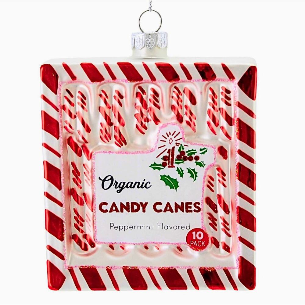 Cody Foster Organic Candy Canes Glass Ornament 4in Festive Christmas Holiday New